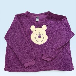 Disney Purple Teddy Fleece Top with Cream Character Patch
